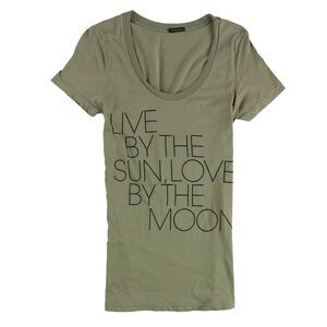 dirty violet Womens Live By The Sun Graphic T-Shirt, Green, NWT